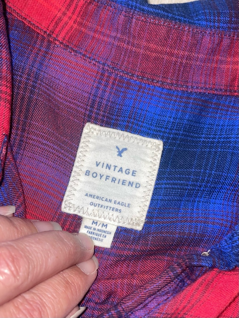 Upcycled American Eagle Mickey Mouse Plaid Shirt - Picture 8 of 12